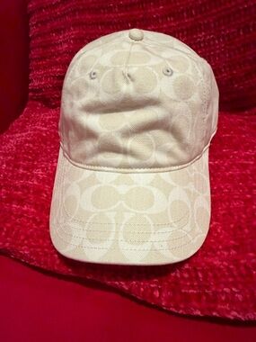 Coach Cream Signature Monogram Baseball Cap